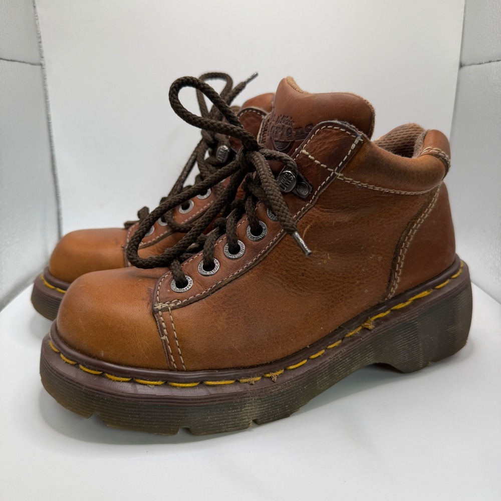 Dr. Martens 8542 Vintage Made in England Brown Leather Platform Boots Size UK 5
